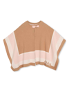 Chloé Kids' Cape In Cotton And Tricot Wool With Logo In Multi