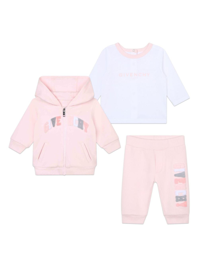 Givenchy Babies' Logo-patch Zip-up Cotton Tracksuit In Pink