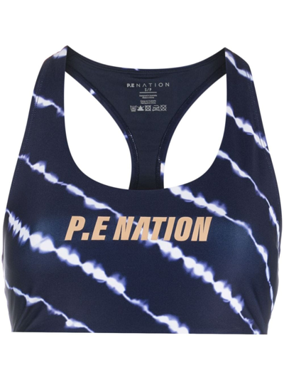 P.e Nation Ascend Tie-dye Yoga Sports Bra In Blue