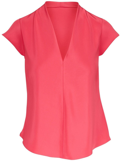 Peter Cohen V-neck Silk Top In Red