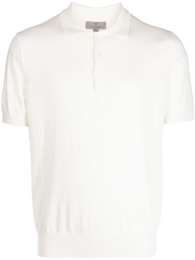 Canali Short-sleeve Cotton Polo Shirt In White