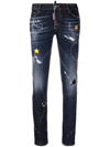 Dsquared2 Low-rise Embroidered Skinny Jeans In Blue