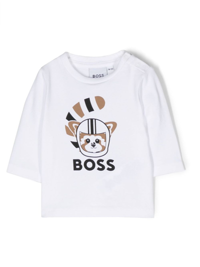 Bosswear Babies' Logo-print Long-sleeve Top In White