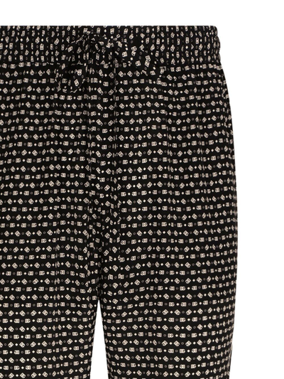 Dolce & Gabbana Logo-print Silk Trousers In Black