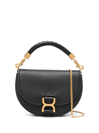 Chloé Marcie Chain Flag Shoulder Bag In Black