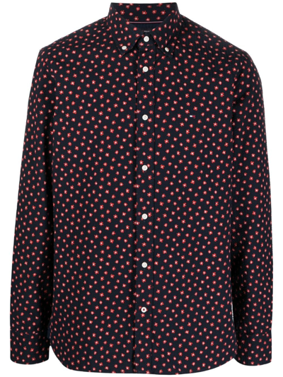 Tommy Hilfiger Logo-embroidered Floral-print Shirt In Blue