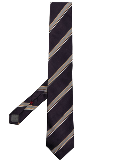 Brunello Cucinelli Striped Jacquard Silk Tie In Purple