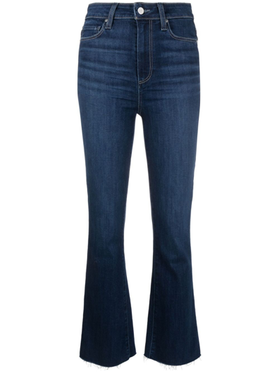 Paige Claudine Cropped High-rise Flared Jeans In Dark Wash
