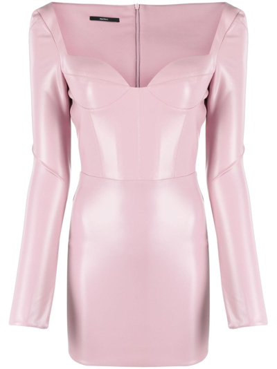 Alex Perry Regan Faux Leather Mini Dress In Pink