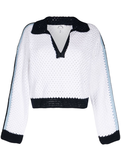 The Upside Rematch Yvette Open-knit Sweatshirt In White