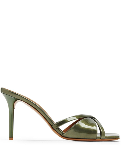 Malone Souliers Penn Cut-out Patent Mules In Green