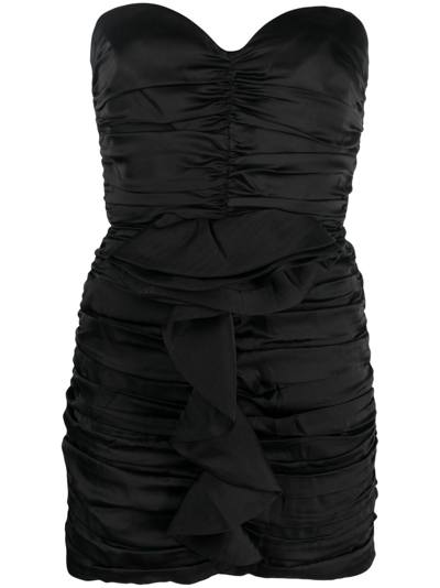 The New Arrivals Ilkyaz Ozel Off-shoulder Ruched Minidress In Black