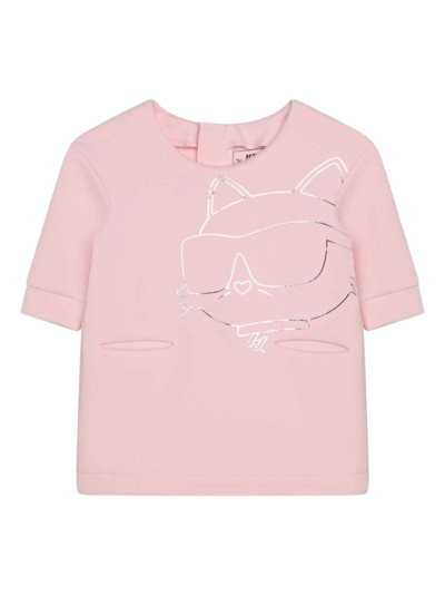 Karl Lagerfeld Babies' Choupette Round-neck Dress In Pink