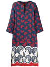 La Doublej Monogram-pattern Midi Dress In Blue