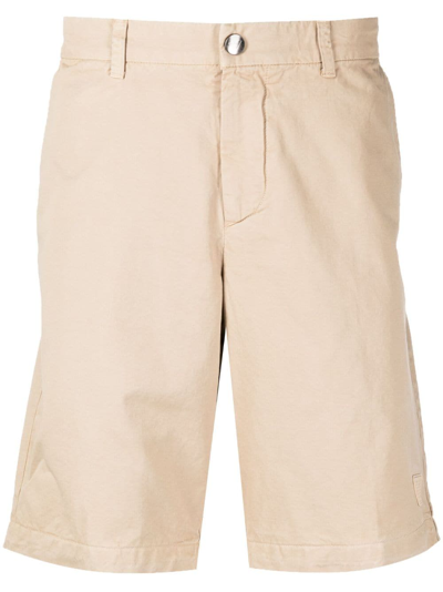 Emporio Armani Straight-leg Cotton Shorts In Brown
