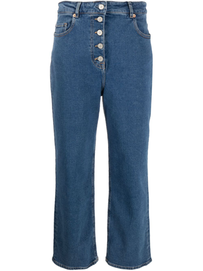 Ps By Paul Smith Cropped Wide-leg Jeans In Blue