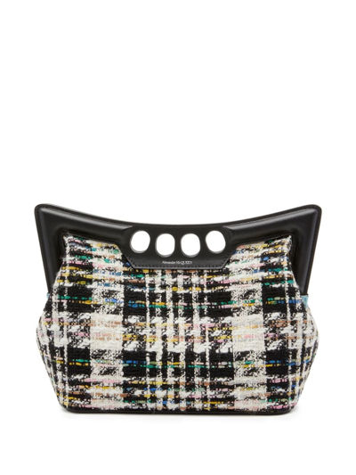 Alexander Mcqueen Black Tweed Tote Bag In Multicolour