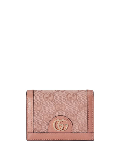 Gucci Ophidia Gg Card Case Wallet In Pink