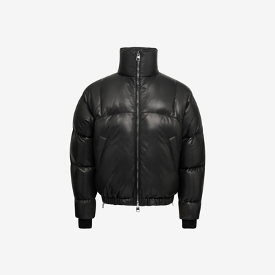 Alexander Mcqueen Leather Puffer Jacket In Black