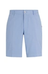 Hugo Boss Boss Mens Open Blue Knee-length Slim-fit Stretch-cotton Gabardine Shorts