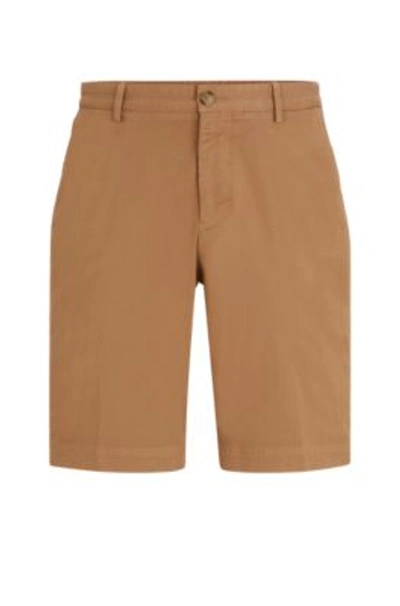 HUGO BOSS SLIM-FIT SHORTS IN STRETCH-COTTON GABARDINE