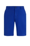 Hugo Boss Slim-fit Shorts In Stretch-cotton Gabardine In Turquoise