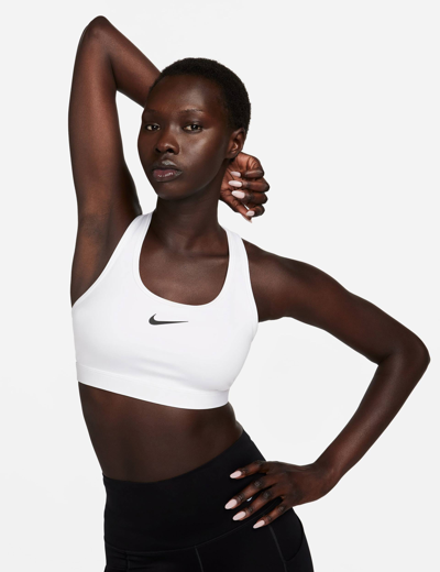 Nike Swoosh Medium Support Bra In White