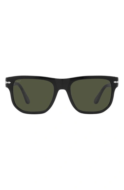 Persol Square Sunglasses, 55mm In Black/green Solid