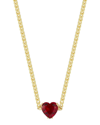 Sphera Milano 14k Over Silver Cz Heart Collar Necklace With Curb Chain