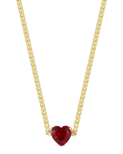 Sphera Milano 14k Over Silver Cz Heart Collar Necklace With Curb Chain