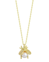 Sphera Milano 14k Plated Cz Pearl Bee Necklace