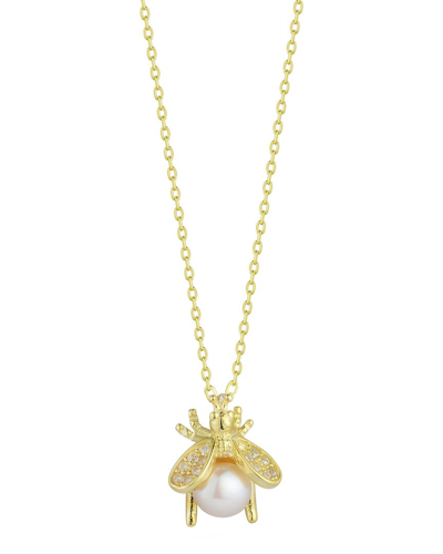 Sphera Milano 14k Plated Cz Pearl Bee Necklace