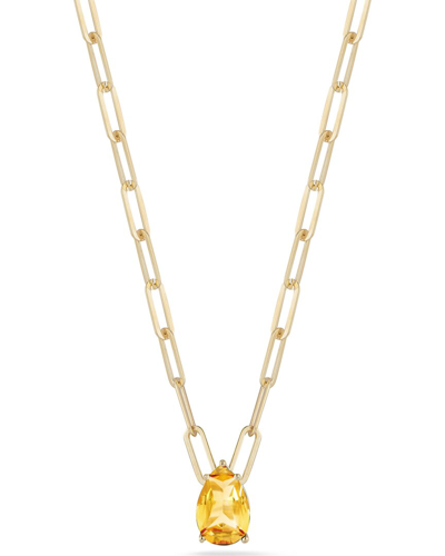 Sphera Milano 14k Over Silver Pear Cz Paperclip Necklace