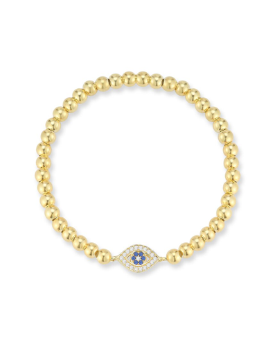 SPHERA MILANO SPHERA MILANO 14K OVER SILVER CZ EYE BEADED STRETCH BRACELET
