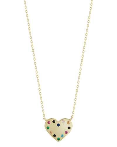 Sphera Milano 14k Over Silver Cz Heart Necklace