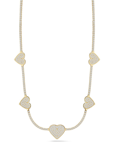 Sphera Milano 14k Over Silver Pave Heart Tennis Choker Necklace