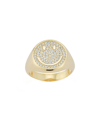 Sphera Milano 14k Over Silver Pave Smiley Face Signet Ring
