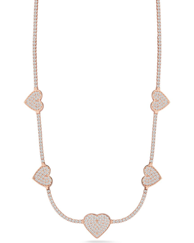 Sphera Milano 14k Rose Gold Over Silver Pave Heart Tennis Choker Necklace
