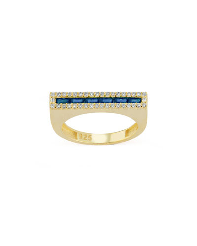 Sphera Milano 14k Gold Plated Sterling Silver & Cz Bar Ring