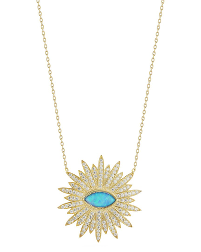 Sphera Milano 14k Over Silver Cz Synthetic Opal Necklace