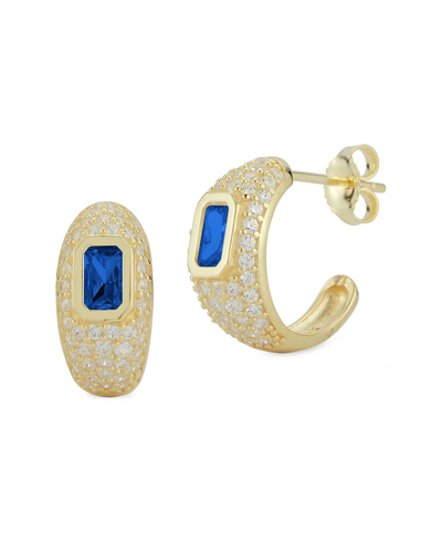 Sphera Milano 14k Over Silver Pave Hoops