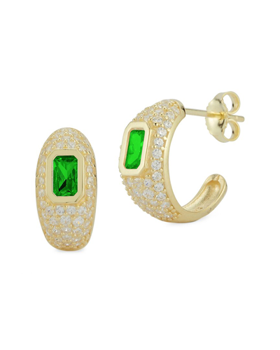 Sphera Milano 14k Over Silver Pave Hoops
