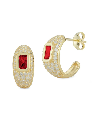 Sphera Milano 14k Over Silver Pave Hoops