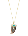 SPHERA MILANO SPHERA MILANO 14K OVER SILVER ENAMEL CZ MOTHER OF PEARL HORN NECKLACE