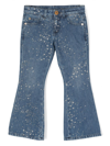Versace Star-print Flared Denim Trousers In Blue