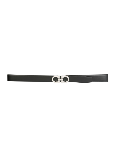 Ferragamo Gancini Reversible Belt In Black
