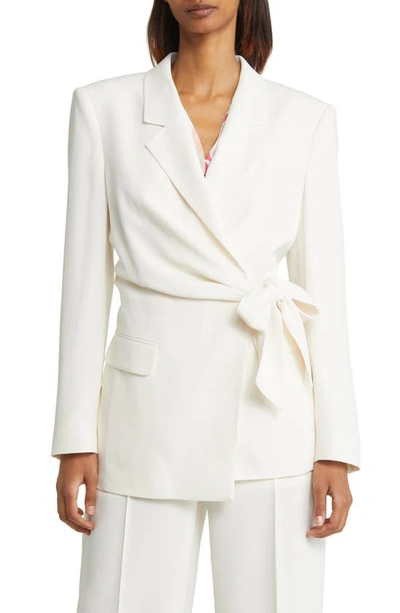 Hugo Boss Women's Regular-fit Jacket With Belted Closure In White