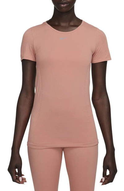 Nike Women's Dri-fit Adv Aura Slim-fit Short-sleeve Top In Pink