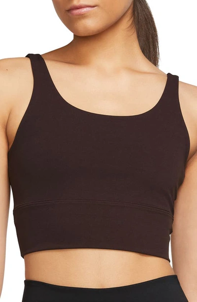 Nike Alate Solo Dri-fit Longline Sports Bra In Earth/ White