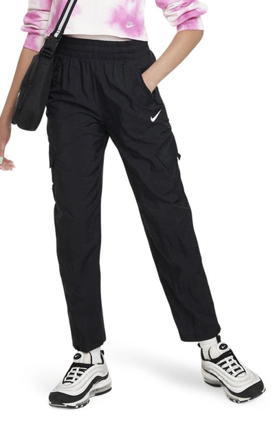 Nike Sportswear Big Kids' (girls') High-waisted Woven Cargo Pants In Black/black
